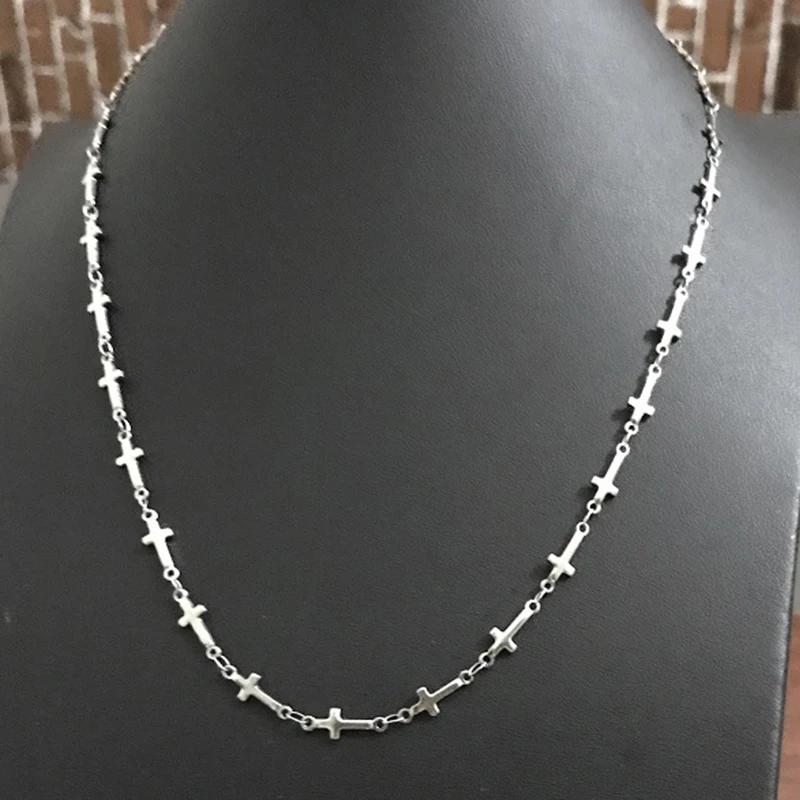 Серебряное ожерелье с крестом, женское ожерелье из нержавеющей стали, Серебряное колье, подарки для женщин, аксессуары, модное ювелирное изделие на шею
