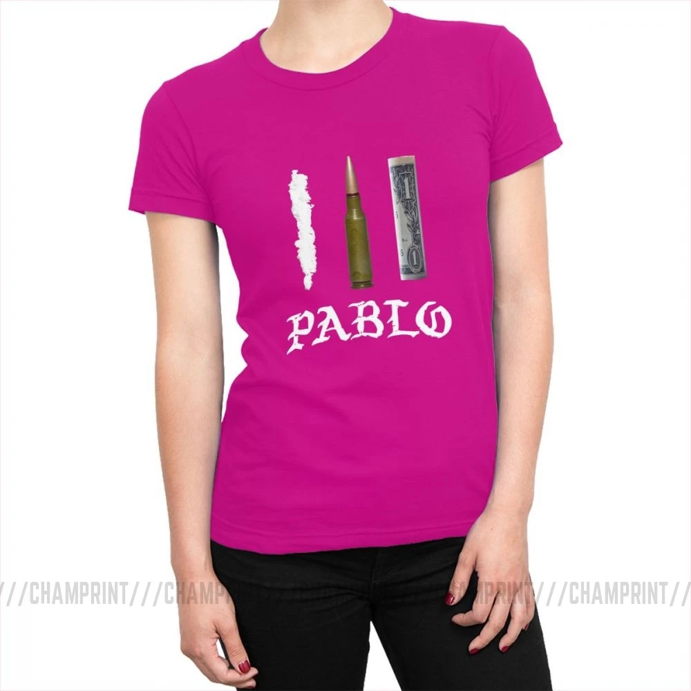 Pablo Escobar, футболка, топы, наркос, наркос, пуля, деньги, футболки для женщин, эстетическая футболка, хлопок, сумасшедшая одежда, женская, с принтом - Цвет: Фуксия