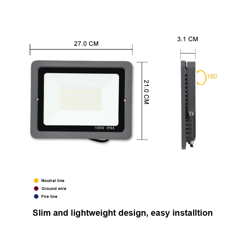 Светодиодный прожектор 100 Вт 220 Вт водостойкый LED открытый IP65 Светодиодный прожектор уличный светодиодные лампа для ландшафтного освещения белый свет сада Освещение