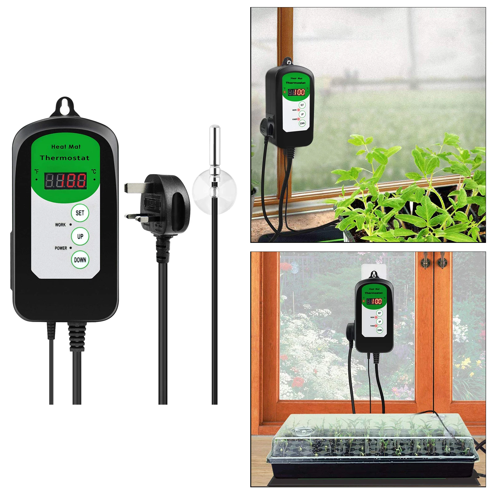 1000W 240V Digital Heat Mat Thermostat Temperature Controller for Hydroponic Plants Seed Germination Reptiles Pet Supplies