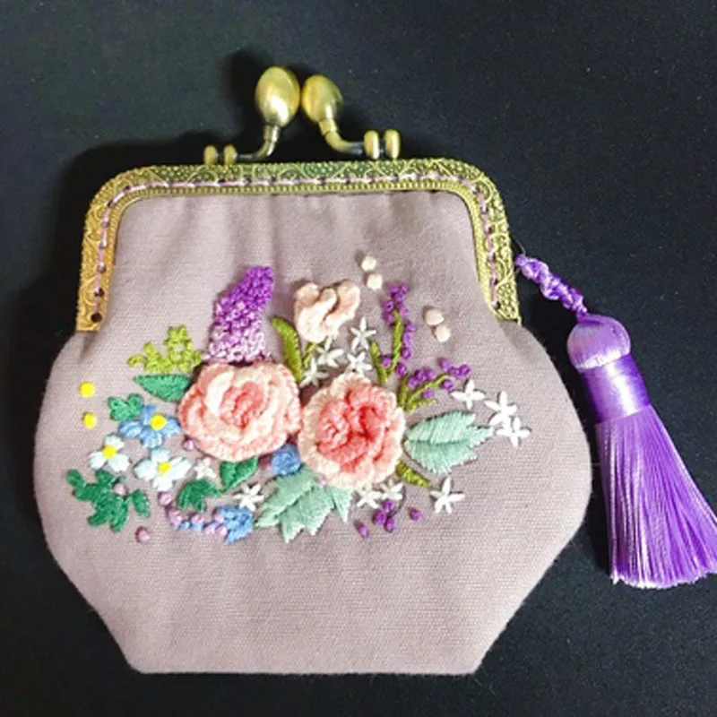 3D DIY Ribbon Embroidery Bag Set, Needlework Kits Cross Stitch