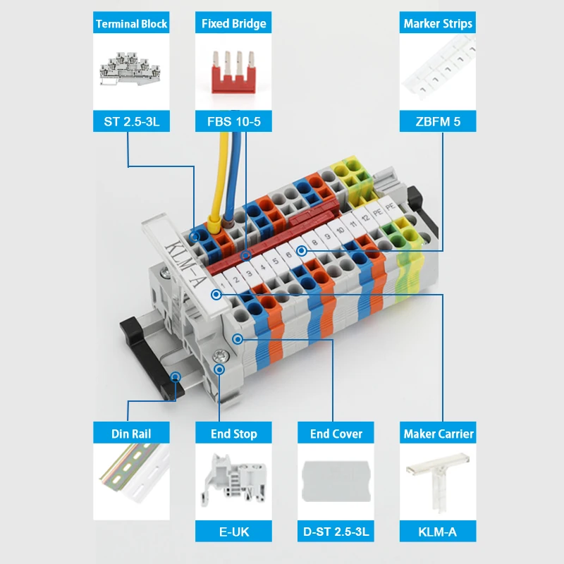Клеммный блок на din-рейку 10 шт. ST-2.5-3L пружинный 3 слоя уровня заменить Феникс разъемы возвратный Потяните Тип Безвинтовой ST2.5-3L