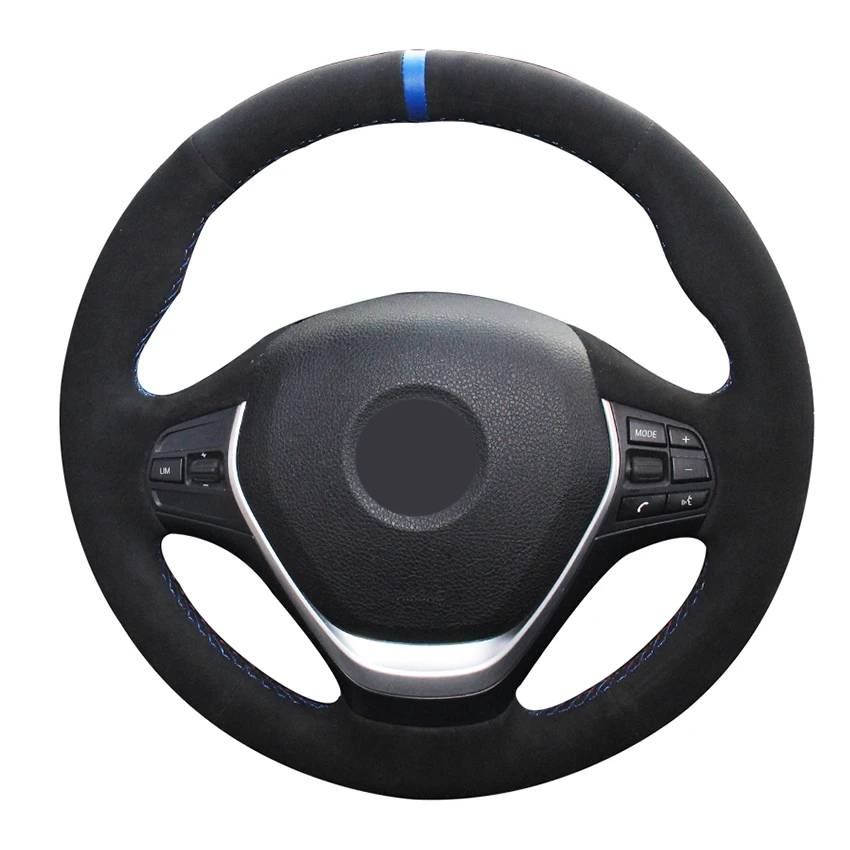 Blue Marker Black Suede Hand Sew Car Steering Wheel Cover for BMW F20 2012-2018 F45 2014-2018 F30 F31 F34 2013-2017 F32 F3 | Автомобили и