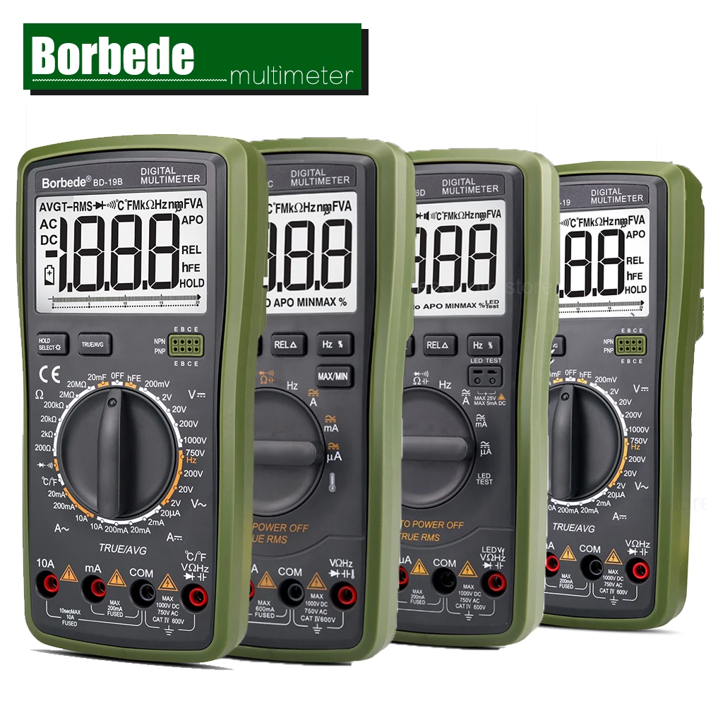 

Borbede digital multimeter automatic range measurement DC/AC/voltage resistance/6000 count automatic range