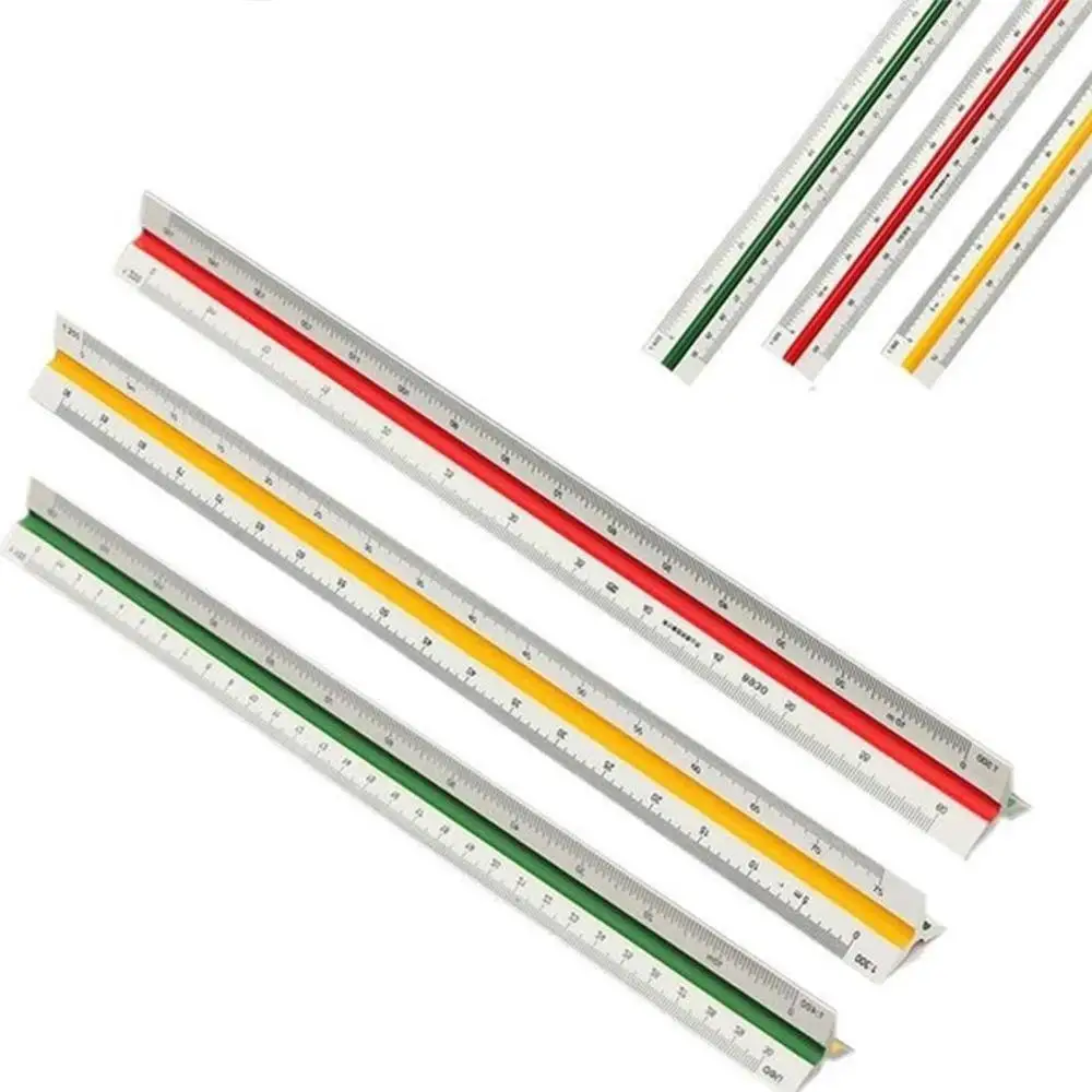 

30cm Metal Silver Architect Technical Triangle Ruler Scale Clear Engineer Accurate Aluminum Alloy