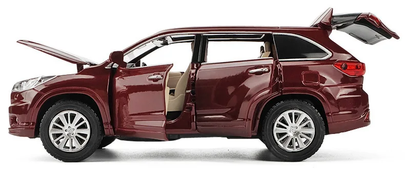 1:32 TOYOTA Highlander литья под давлением сплав модель автомобиля игрушка высокая имитация металла SUV модель 6 дверей может быть открыт подарок для детей Рождество