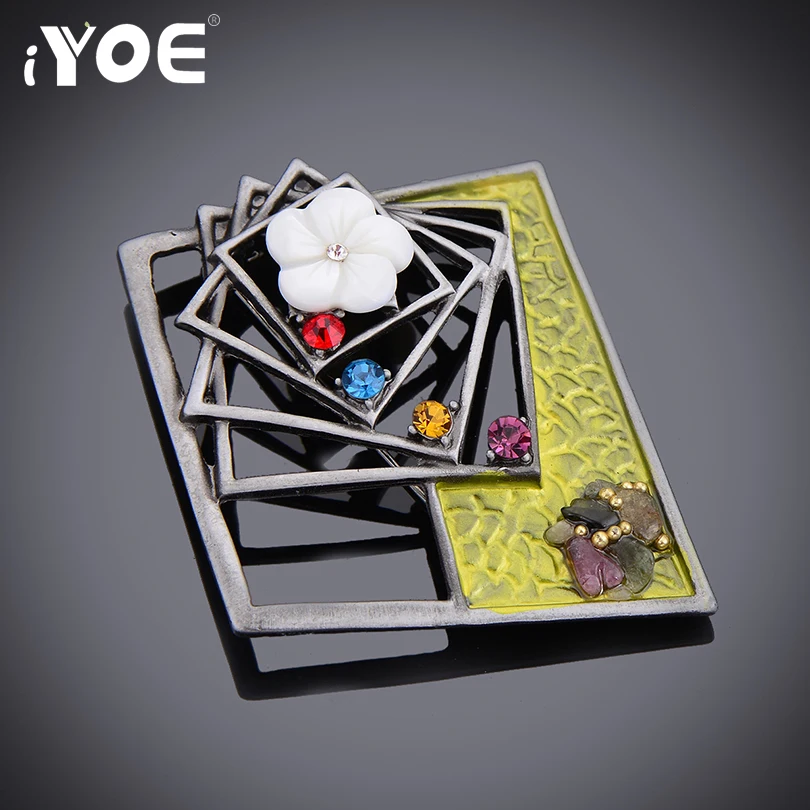 

IYOE Multicolor Crystal Scarf Clip Vintage Flower Brooches For Women Antique Retro Irregular Geometric Brooch Fashion Jewelry