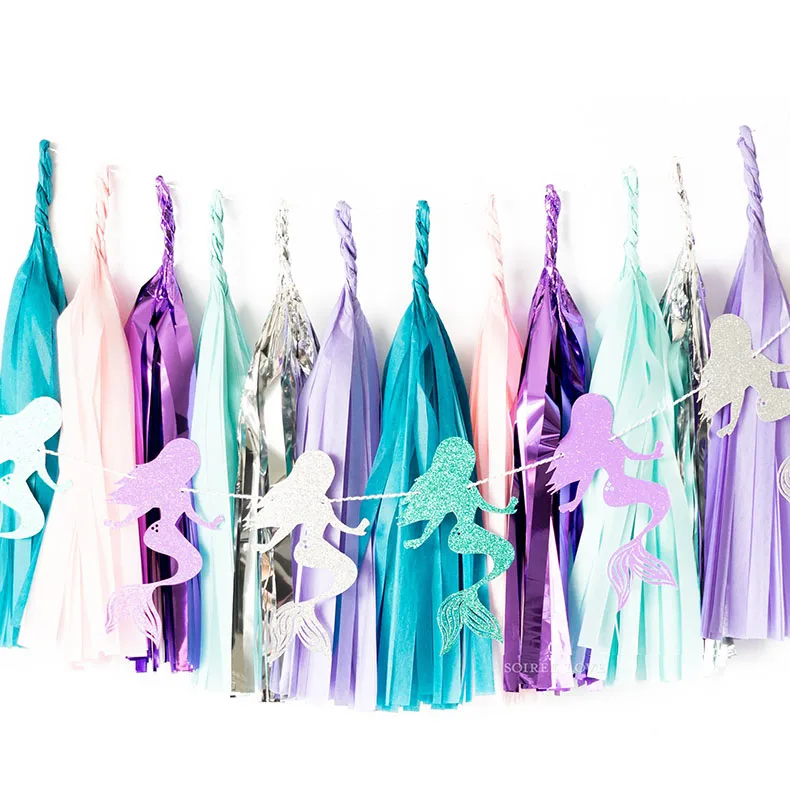 Бумажный баннер русалки украшение для девочек на день рождения гирлянда баннеры