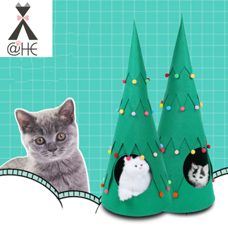  @HE Four Seasons Universal Christmas Tree Cat Nest Fun Safe Comfortable Felt Material Green Pet Sup