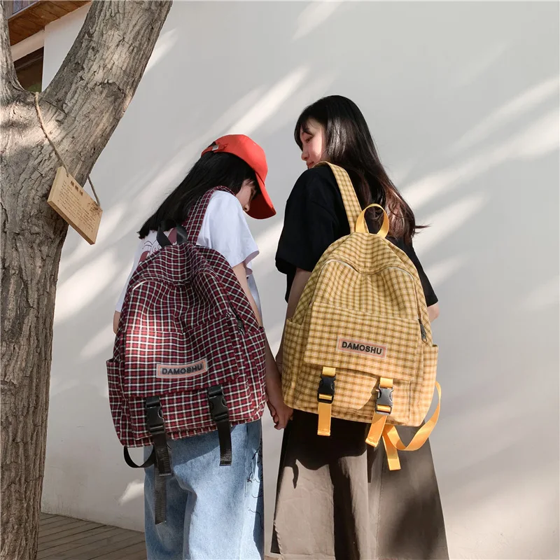 Новый водонепроницаемый нейлоновый рюкзак для женщин модные клетчатые дорожные