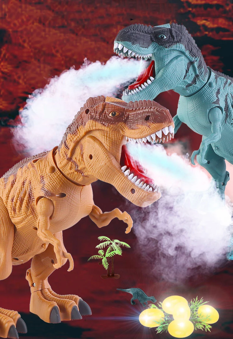 

Tyrannosaurus Rex Dinosaur Animal Laying Egg Spray Electric Walking Animals Toy Lower Projection for Children Kid Christmas Gift