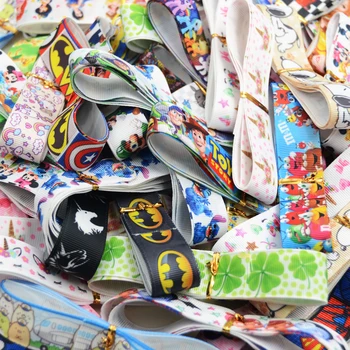 

Mixed style 10 Yards 22mm 25mm 38mm 75mm lovely cartoon Printed Grosgrain Ribbon hairbow girl ribbon Random Delivery