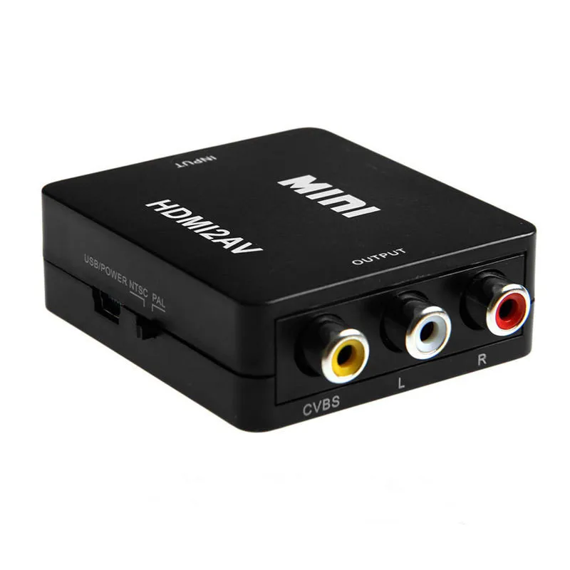 Black HDMI К AV скейлер адаптер HD видео конвертер коробка HDMI к RCA AV/CVSB L/R видео 1080P HDMI2AV Поддержка NTSC PAL - Цвет: Black