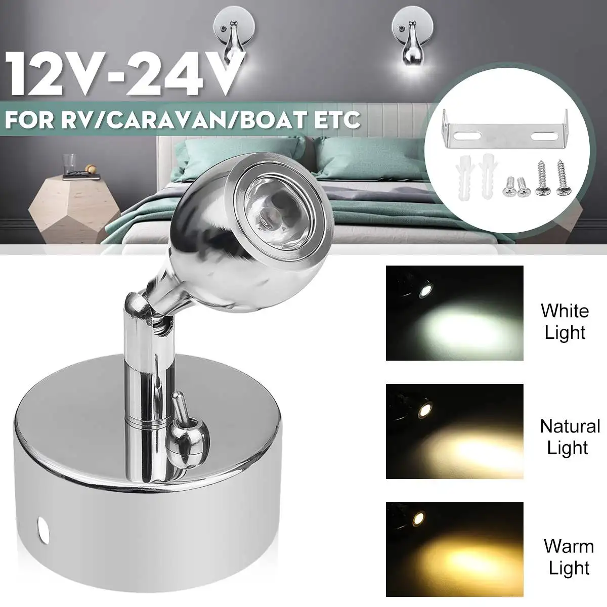 

12-24V LED Cabinet Downlight Reading Spotlight For RV Boat Caravan Bedroom Kitchen Living Room