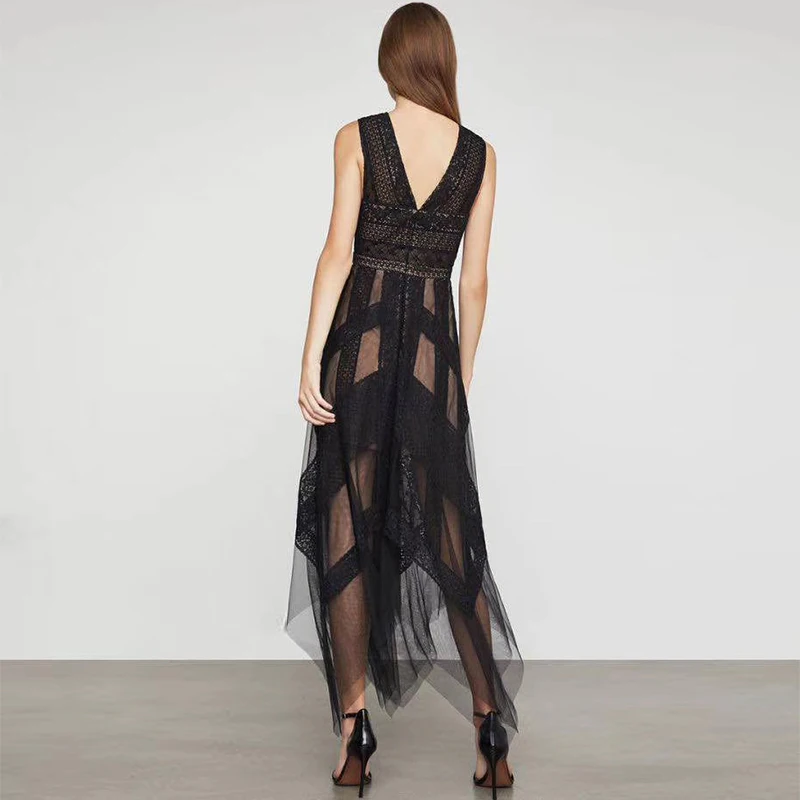 Bcbg столкнуться с удача сексуальное кружевное платье с v-образным вырезом, шелковое, газовое, асимметричное платье без рукавов
