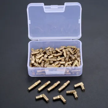 

100Pcs Brass Concealed Barrel Hinges Jewelry Wood Boxes Cabinet Hidden Invisible Furniture Hinge 4x20mm with Storage Box