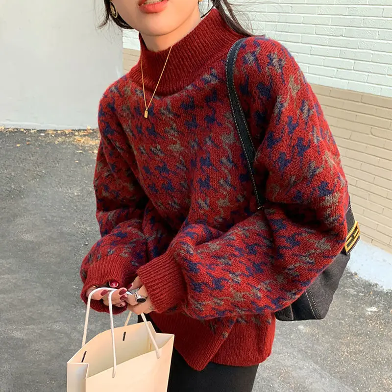 Tanio Retro styl japoński leniwy sweter sweter jesienno-zimowa nowa latarnia