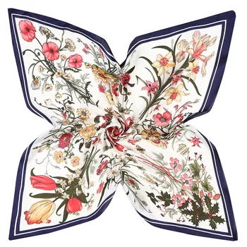 

MENGLINXI 60cm*60cm 2017 New Luxury Brand Striped Plaid Women Twill 100% Silk Scarf Small Square Scarves Print Headband Hijab