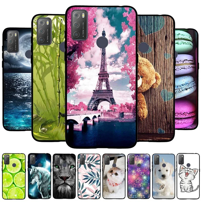 mobile phone pouch Cute Fashion Printed Phone Case For Alcatel 1L 2021 Soft TPU Silicone Coque For Alcatel 1S 3L 2021 Back Cover Animal Capa wallet cases