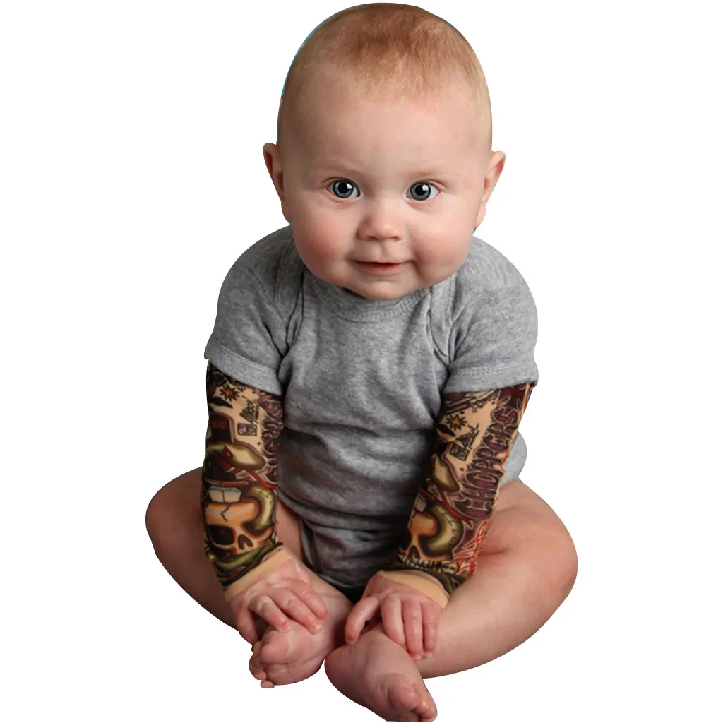 Зимняя одежда для новорожденных мальчиков лоскутное одеяло с длинными рукавами и принтом татуировки; сезон осень; бодисьют комбинезон; одежда для детей