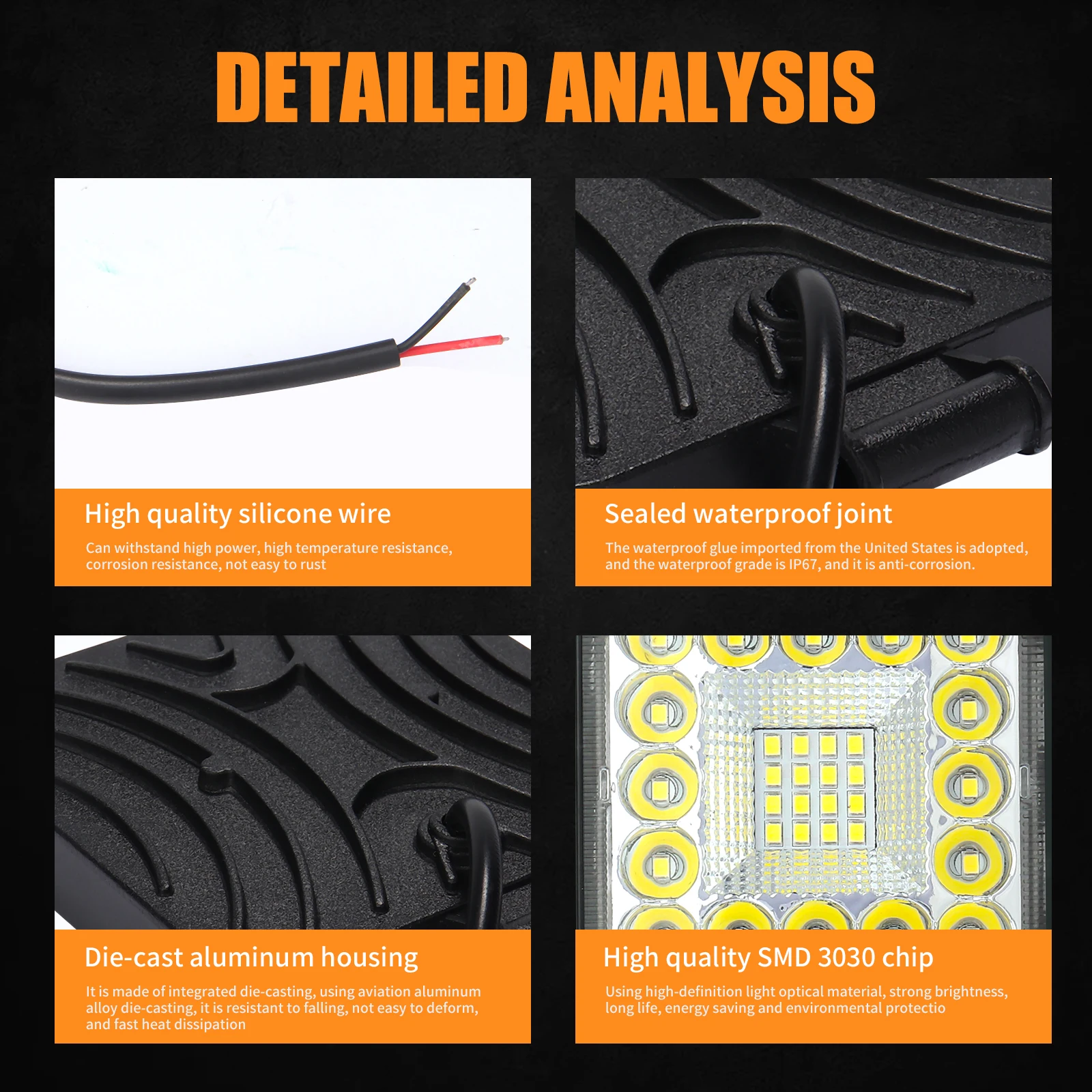 12V 24V LED Bar Offroad Spot Flood Combo LED Work Light 3030 56SMD For Truck Tractor SUV 4WD 4x4 Boat ATV Barra Headlights Car Led Light Work Light Led Light Bar