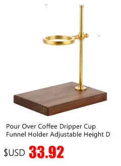 Налейте над кофейной стойка для капельницы кафе V60 Воронка подстаканник регулируемая высота капельного Caffe фильтр стойки Чистая медь и деревянная основа