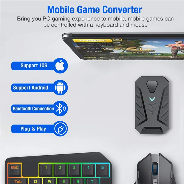Pubg conversor de jogo mistura teclado mouse conversor estação bluetooth  suporte docking para iphone android gamepad controlador joystick -  AliExpress