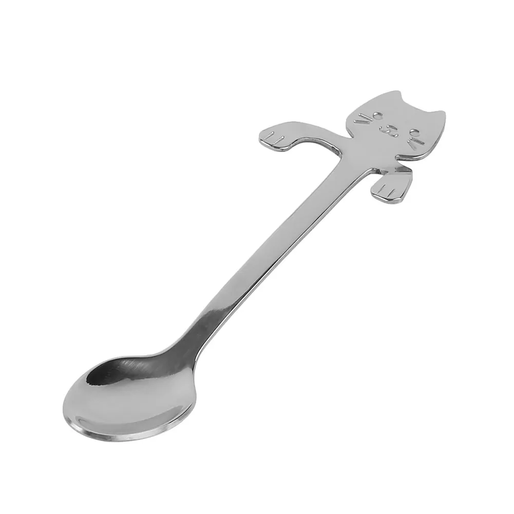 Cat Steel Coffee Soup Tea Spoon Ice Cream Cocktail Kitchen Tableware Teaspoons