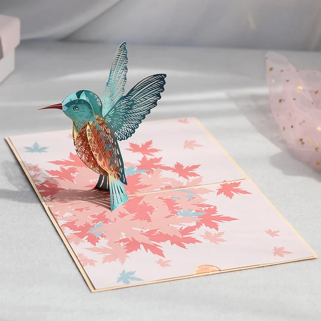 3D Pop-Up Hummingbird Bird Greeting Card