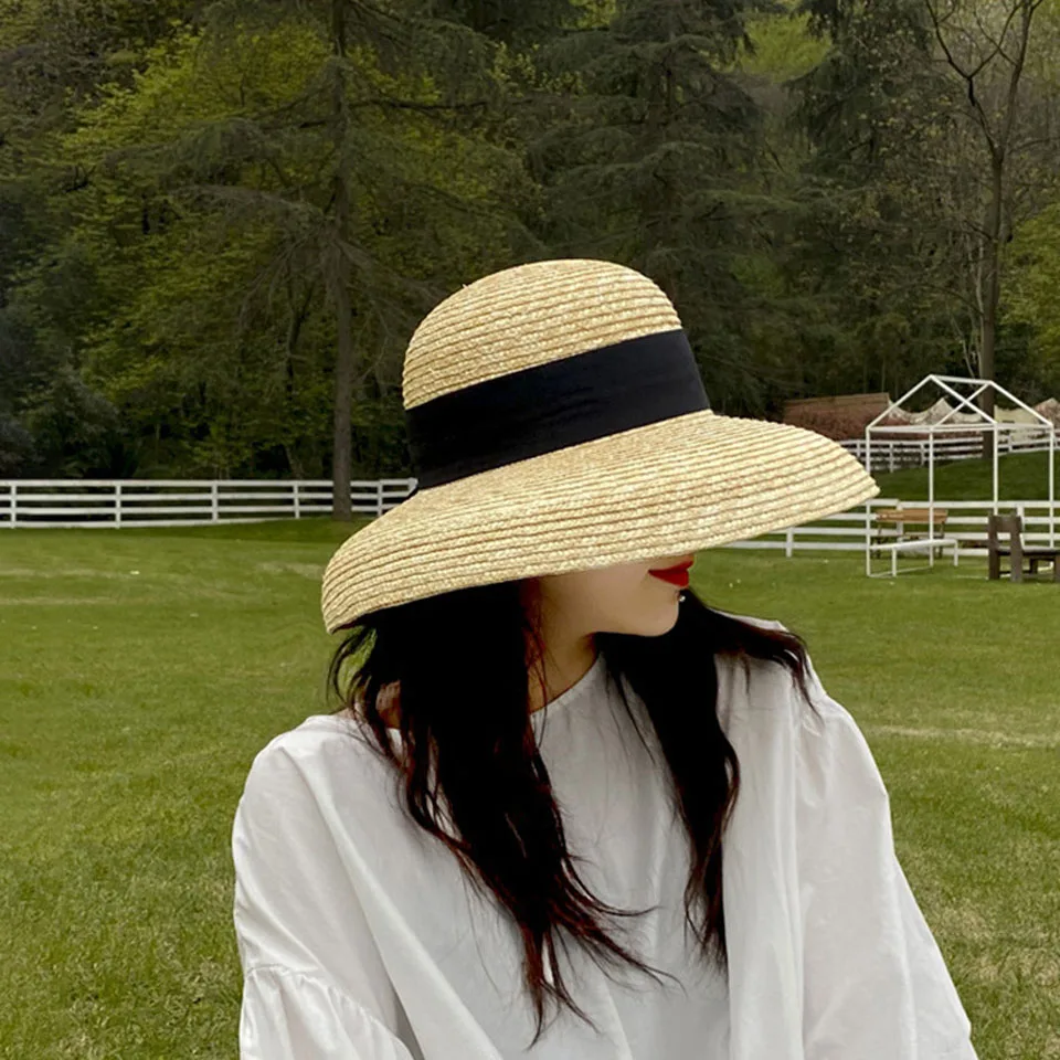 Elegant Women Straw Hat Bell Type 12CM 