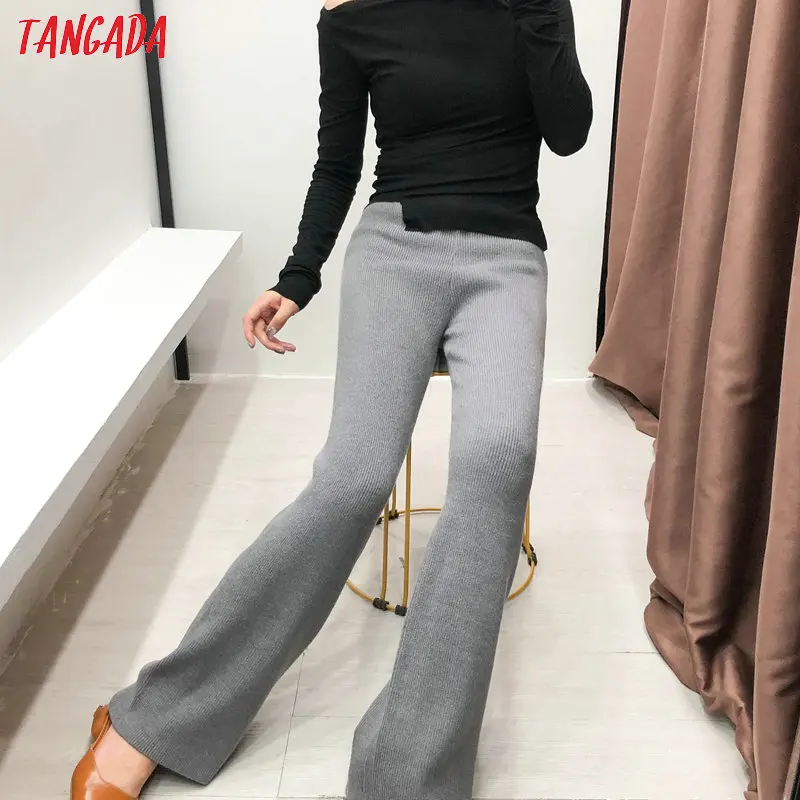 Tangada модные женские серые трикотажные брюки с эластичной талией длинные брюки уютные повседневные женские брюки RY03