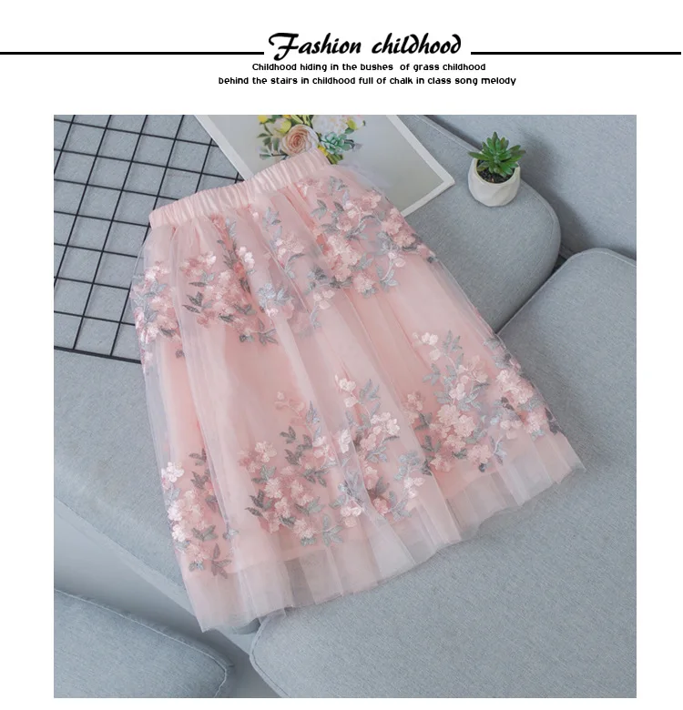 3-13yrs Big girls tutu skirt princess embroidery girls skirts Princess Tulle Skirt Ball Gown children clothes