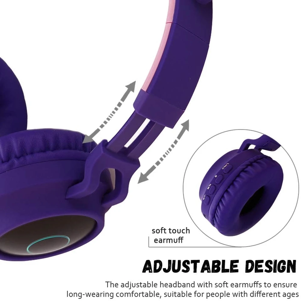 Cat ear Headphones Wireless Bluetooth 5 0 Headset Headset Hifi Music Stereo Bass LED Light Mobile Phone girl For iphone pc