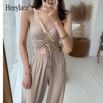 

2 Piece Sets Women Summer Tracksuit sleeveless crop top and wide leg pants set Sport Suit Women Tracksuit Set 2020 matching set