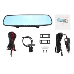 Grabadora de conducción para espejo retrovisor de coche, videocámara de 4,3 pulgadas HD 1080P, imagen de marcha atrás, lente única y doble, suministros de conducción