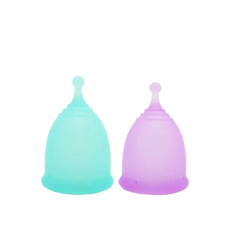 Blue purple 2 шт., забота о здоровье, менструальная чашка, Женская гигиена, Дамская медкальная силиконовая менструальная чашка, менструальная чашка, Лунная чашка - Цвет: Blue purple