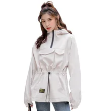 Куртка-карго с завязками на талии, свободная верхняя одежда, модная однотонная куртка на весну и осень, Корейская ветровка, женские топы L0039