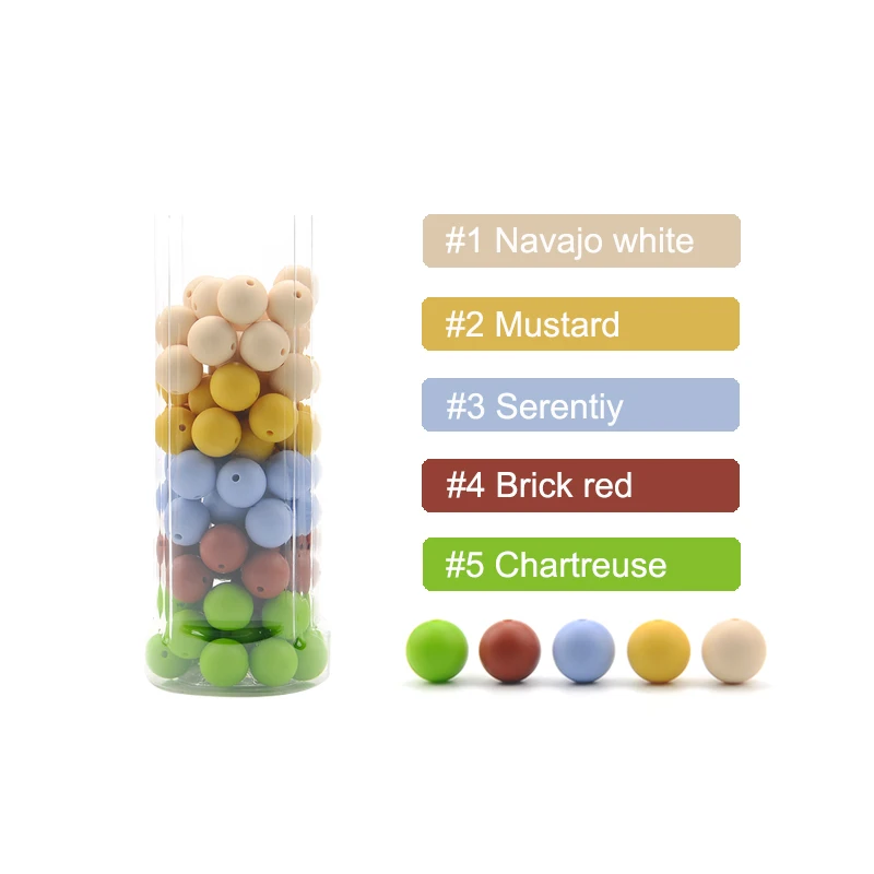 15mm 20pcs/Lot Silicone Beads Loose Baby Fashion Teething Beads Baby Teether Safe Food Grade Nursing Chewing Diy Toy
