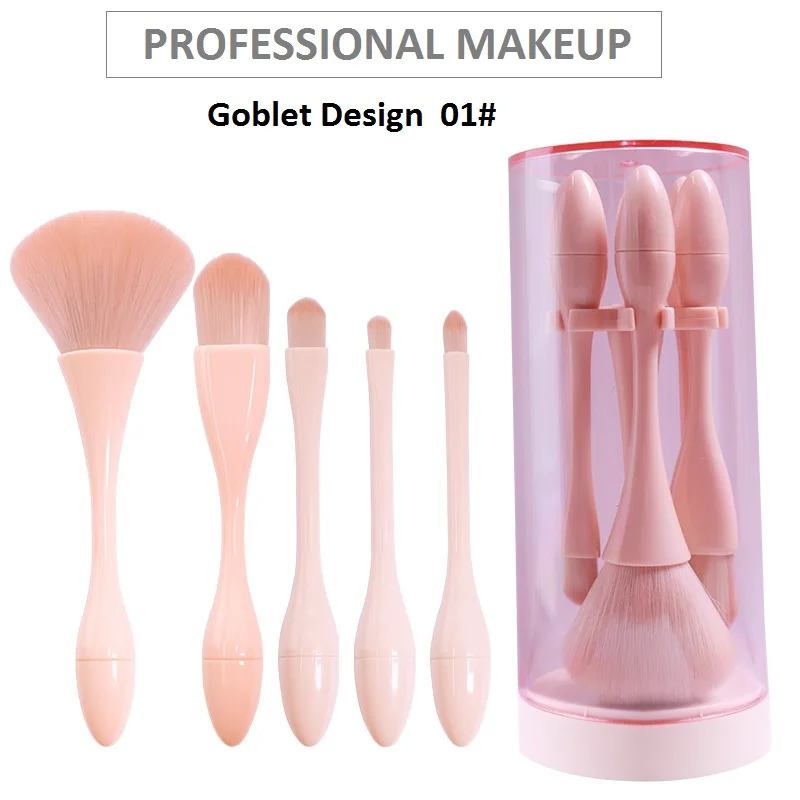 

Mini Makeup Brush Set Lollipop Goblet Handle Foundation Powder Lip Eyeshadow Brochas Holder Bucket Beauty Base Small Maquiagem