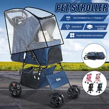Прочная прогулочная коляска для домашних животных с дождевиком 600D ткань Оксфорд тележка для животных дышащая переноска для кошек и собак вращающаяся на 360 переднее колесо