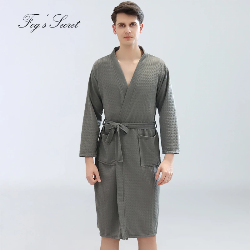 Мужской халат, Осень-зима, вафельный тонкий, yukata, Абсорбирующая, быстросохнущая Пижама, домашняя одежда, ночная рубашка, roupao feminino