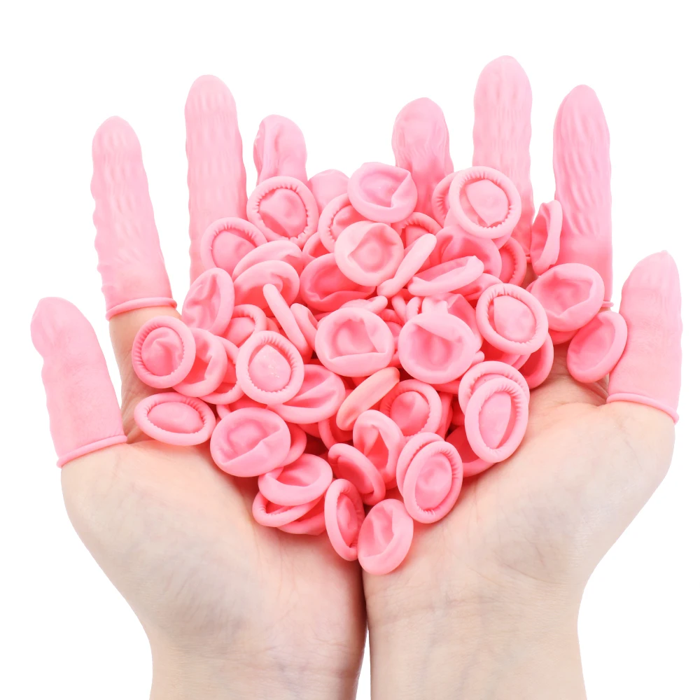 

100PCS Disposable Non-slip Anti-static Latex Finger Cots Fingertips Protector Gloves Finger Cover Natural Rubber Nail Art Tool