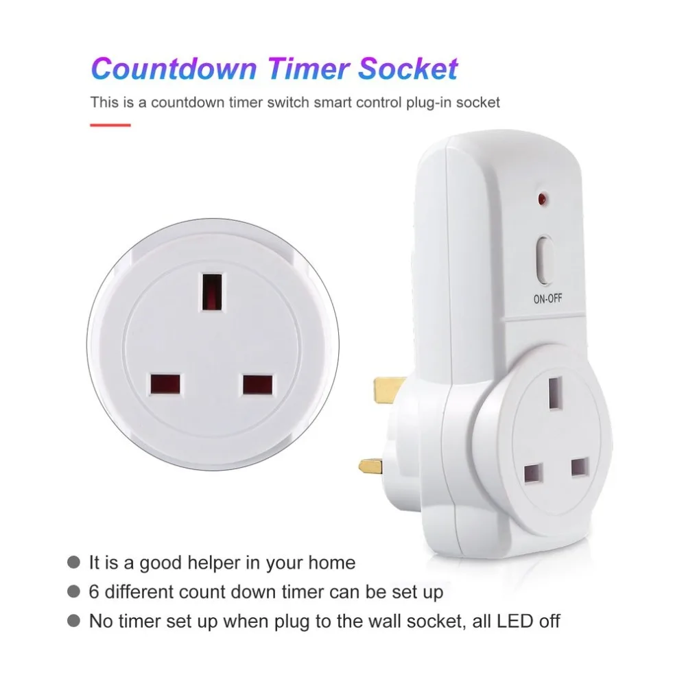 UK Plug таймер обратного отсчета переключатель умный переходник с дистанционным управлением-в розетке автоматическое отключение розетки автоматическое выключение электронного устройства