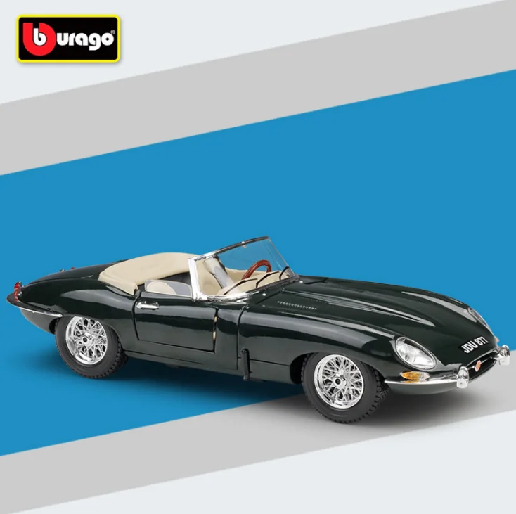 Зеленый Bburago 1:18 E-type Coupe литая под давлением модель металлического сплава Высокая имитационная машина с базой Игрушки для мальчиков подарки для мальчика - Цвет: Зеленый