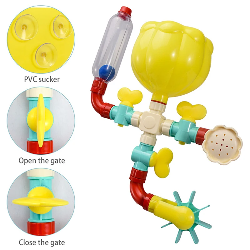 QWZ New DIY Montessori Children Bath Toys Water Spray Rotating Water Jet Game Bathtub Toy For 1 To 4 Year Old Baby Kids Gift 2