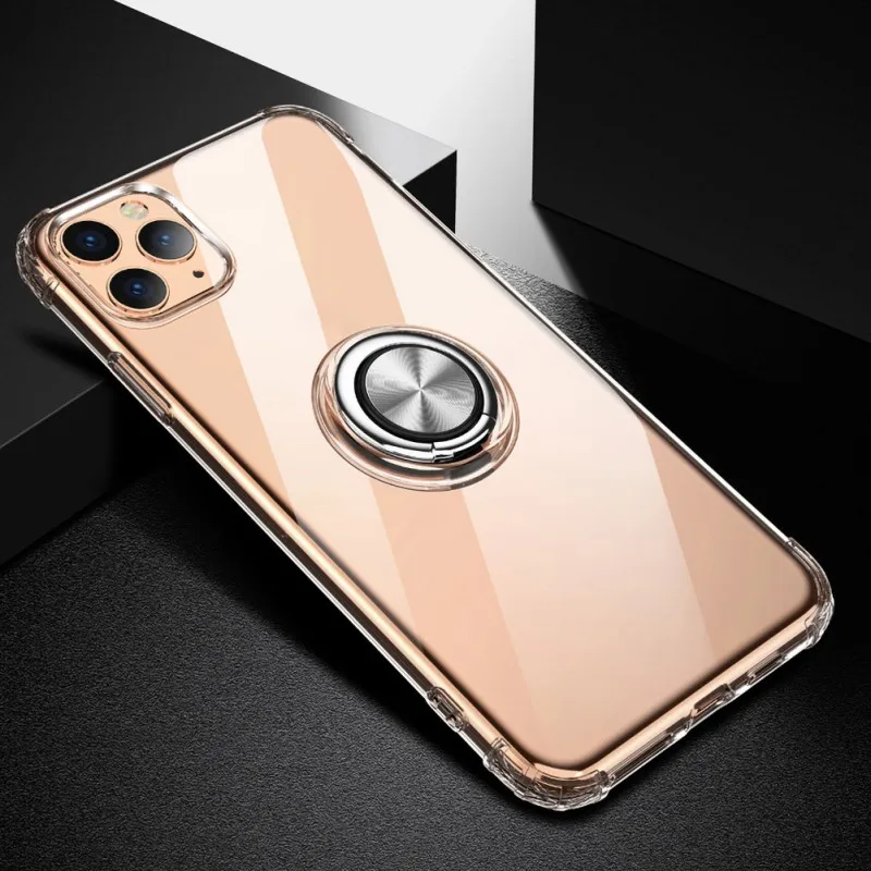 

Anti-fall Phone Holder Ring Bracket Phone Case Clear Transparent Cover For IPhone 11/11 Pro/11 Pro Max Airbags in Corners!