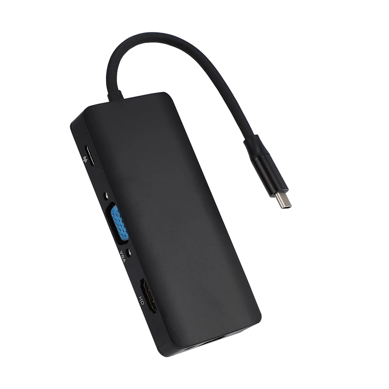 9 в 1 USB-C Тип C концентратор к 3 5 мм аудио вход для микрофона 4K HDMI VGA RJ45 сетевой