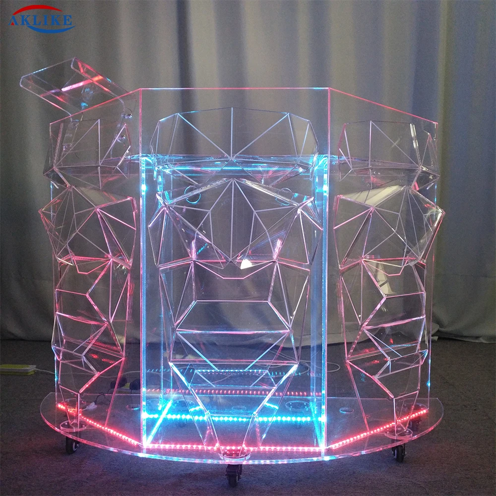 2024 Acrylic Bar Table The Discs Dj mixer LED Light Pioneer AKLIKE Controller Dj Stand Console Table Colorful Lighting Counter