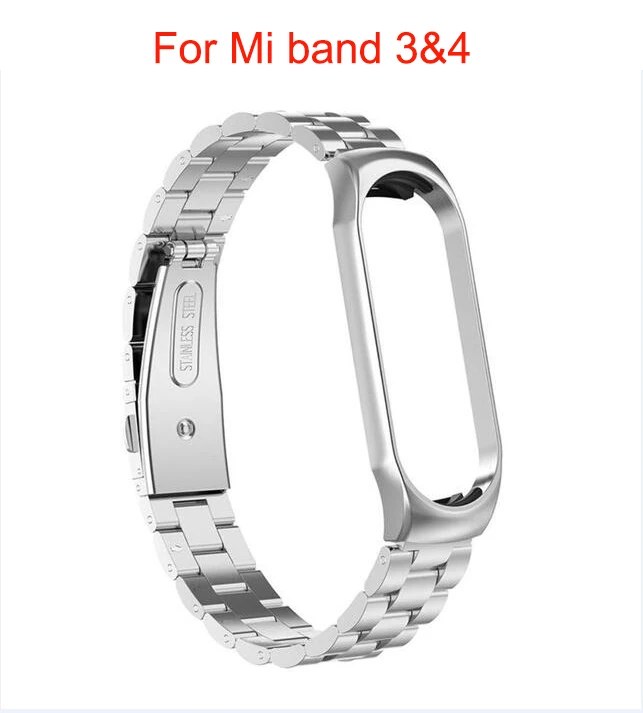 Mi Band 3 4 ремешок на запястье для Xiaomi mi band 3 4 Металлический mi band 4 аксессуары pulsera correa mi 3 умный Браслет - Цвет: BeadSilver 3 4