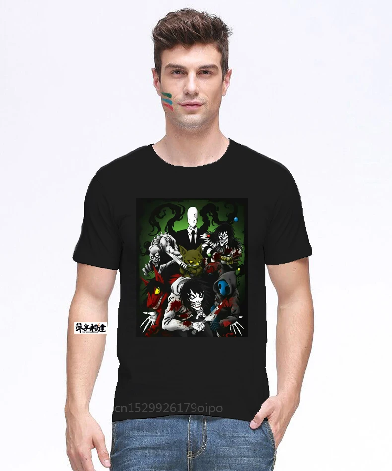 Семейная футболка Creepypasta-Прямая поставка от Stockist хлопковая Топы с коротким